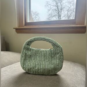 Mint Green Beaded Mini Handbag Top Handle Purse Vintage Y2K Evening Bag